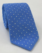 White on Sky Blue Shantung Pin Dot Silk Tie SHPDT-4